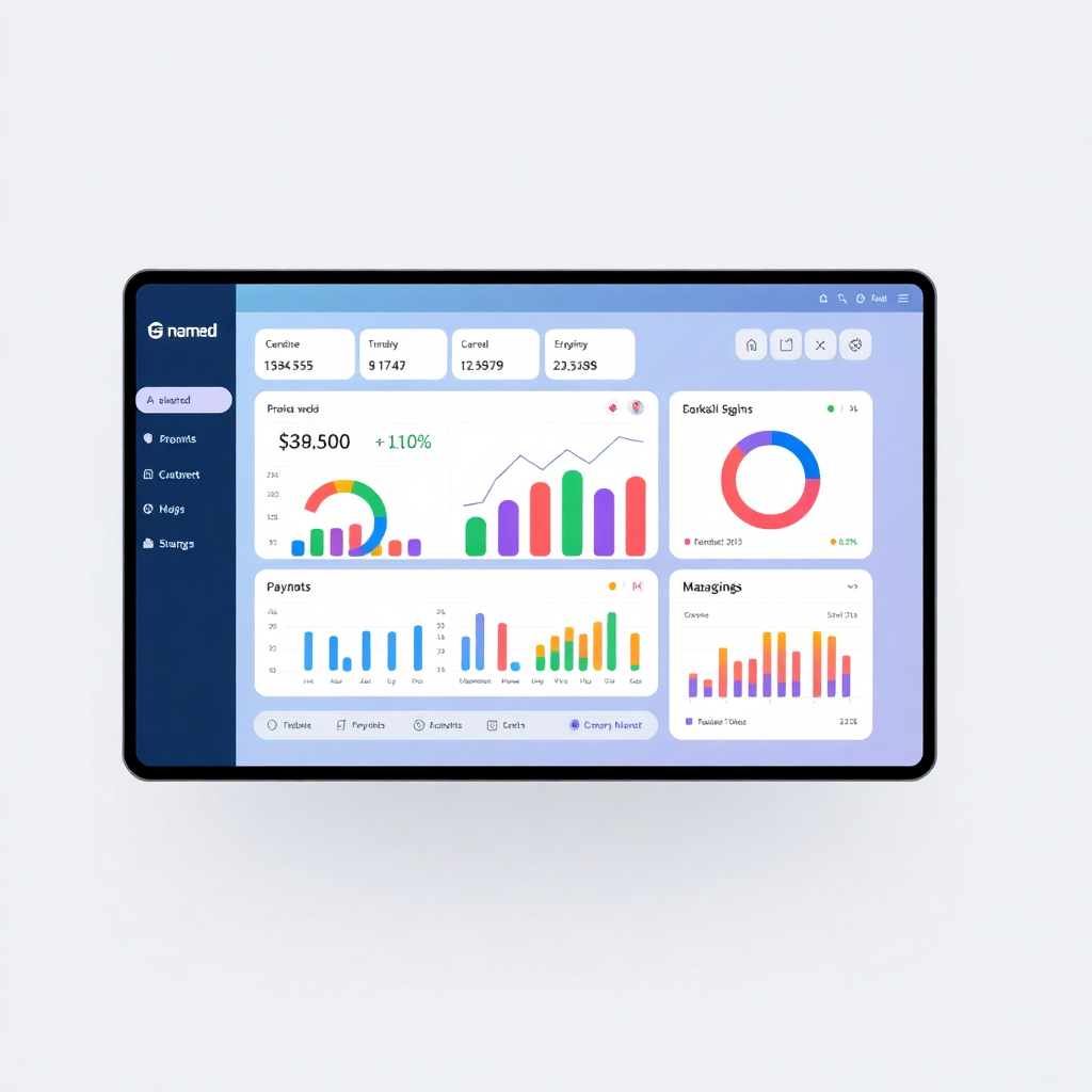 modern financial dashboard interface, banking software application, professional UI design